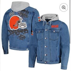 🔥 The Wild Collective | Cleveland Browns Denim Jacket with Hoodie